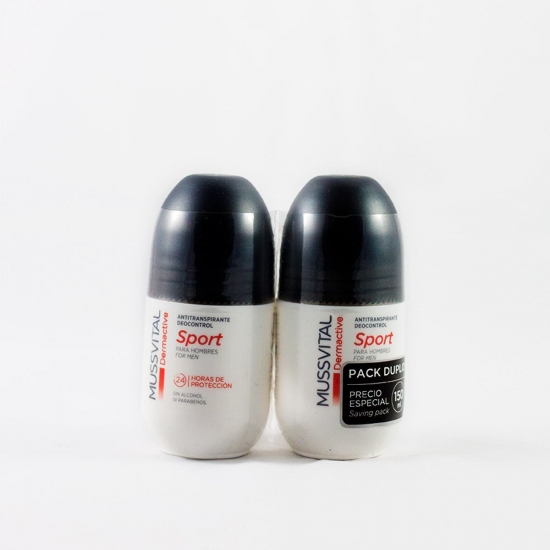 Mussvital dermactive desodorante sport hombres roll-on 75ml duplo-Farmacia Olmos