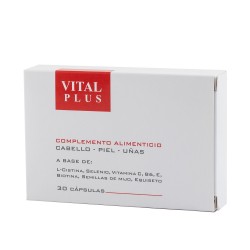 Vital plus complemento alimenticio cabello, piel, uñas. 30 caps - Farmacia Olmos
