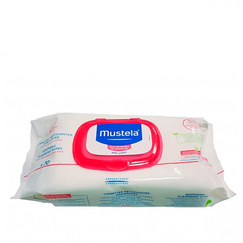 Mustela toallitas limpiadoras piel muy sensible 70 unidades-Farmacia Olmos