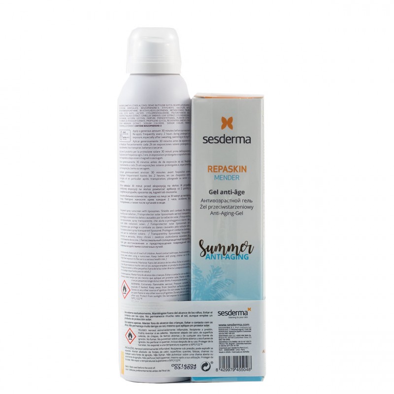 Sesderma pack cuidado solar repaskin spray spf50 + mender antiaging gel-Farmacia Olmos