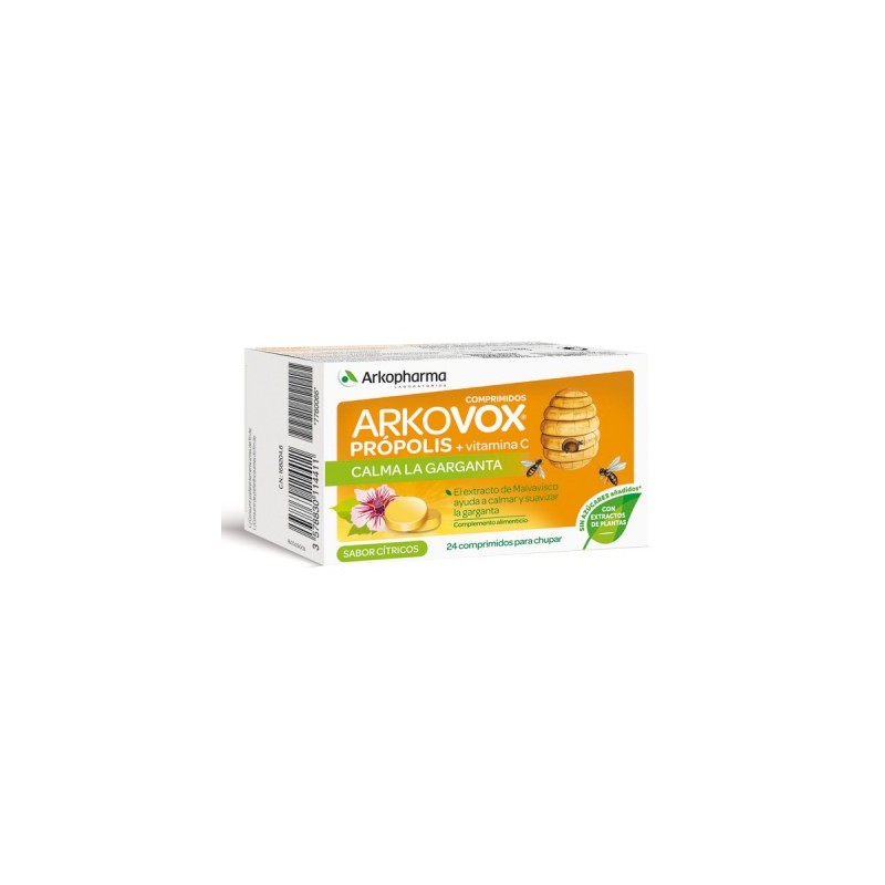 Arkovox propolis + vitamina c 24 comprimidos sabor citricos - Farmacia Olmos