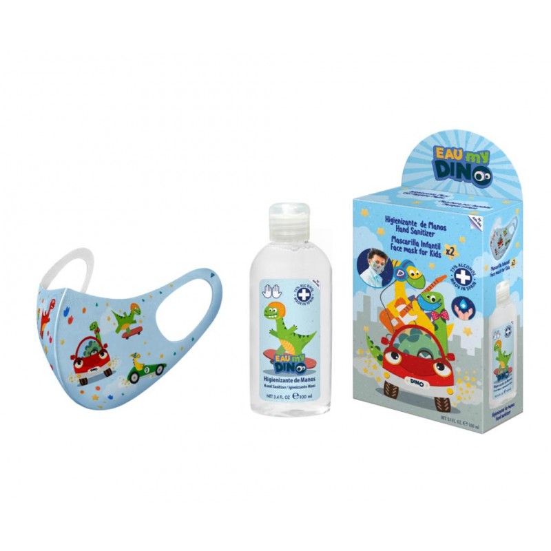 Pack proteccion infantil gel hidroalcoholico 100ml +mascarilla dino - Farmacia Olmos
