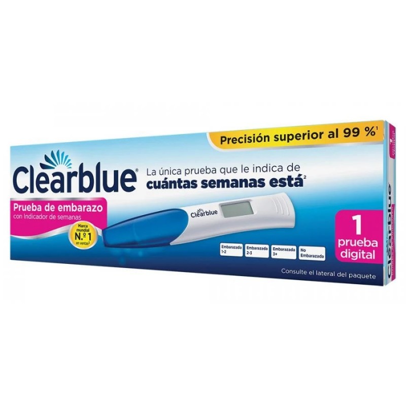 Clearblue prueba de embarazo digital con indicador de semanas 1 prueba - Farmacia Olmos