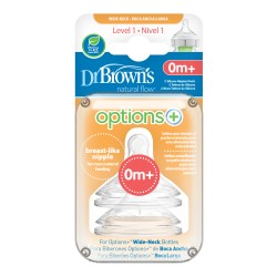 Dr brown´s tetina options+ boca  ancha +0 m 2 unidades-Farmacia Olmos
