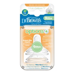 Dr brown´s tetina options+ boca ancha corte y +9 m 2 unidades-Farmacia Olmos