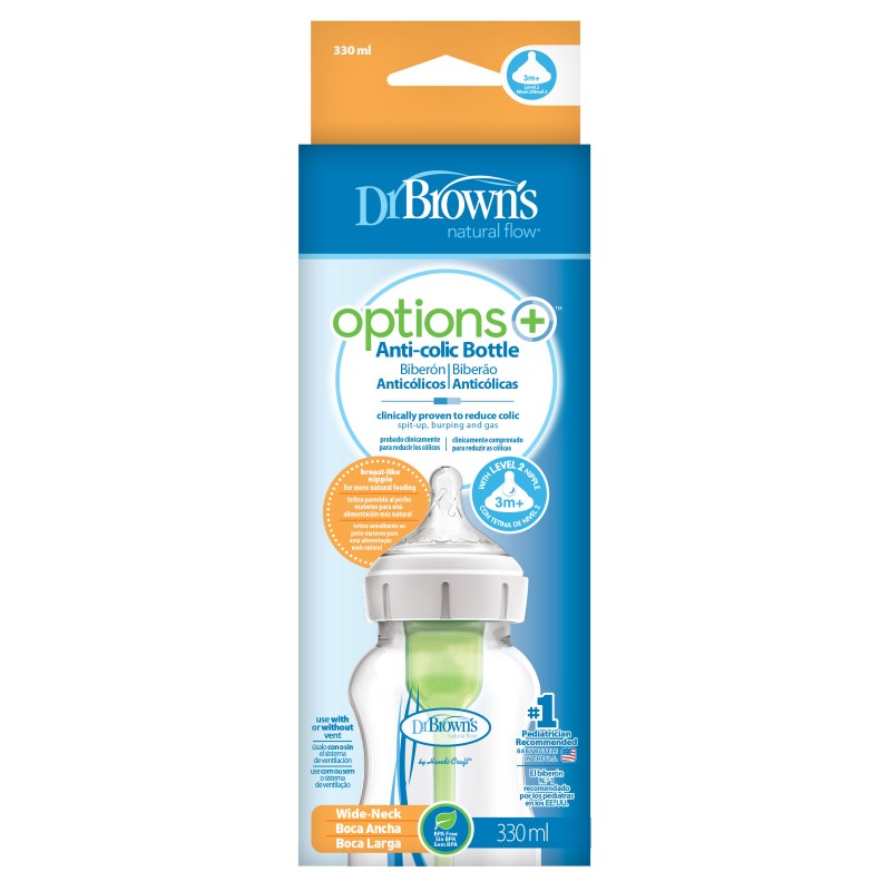 Dr brown´s biberon options+ boca ancha 330 ml- Farmacia Olmos