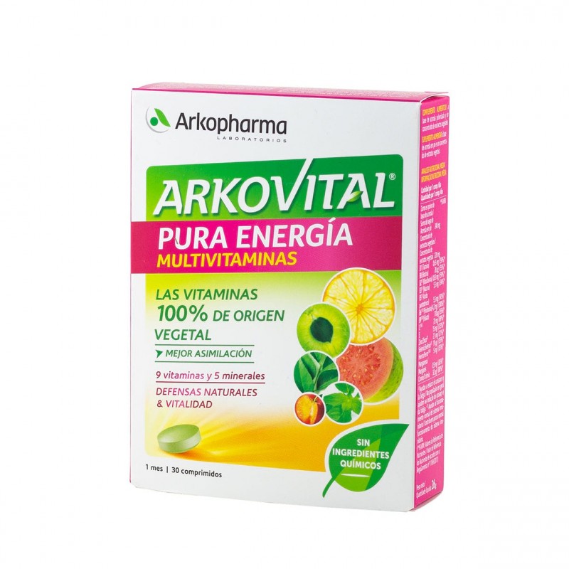 Arkovital pura energia multivitaminas100% vegetal 30 comprimidos-Farmacia Olmos