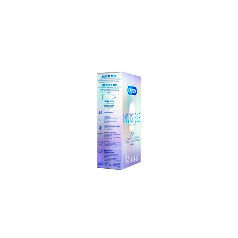Durex invisible superfino extra lubricado 12 preservativos - Farmacia Olmos