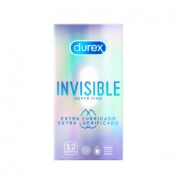 Durex invisible superfino extra lubricado 12 preservativos - Farmacia Olmos