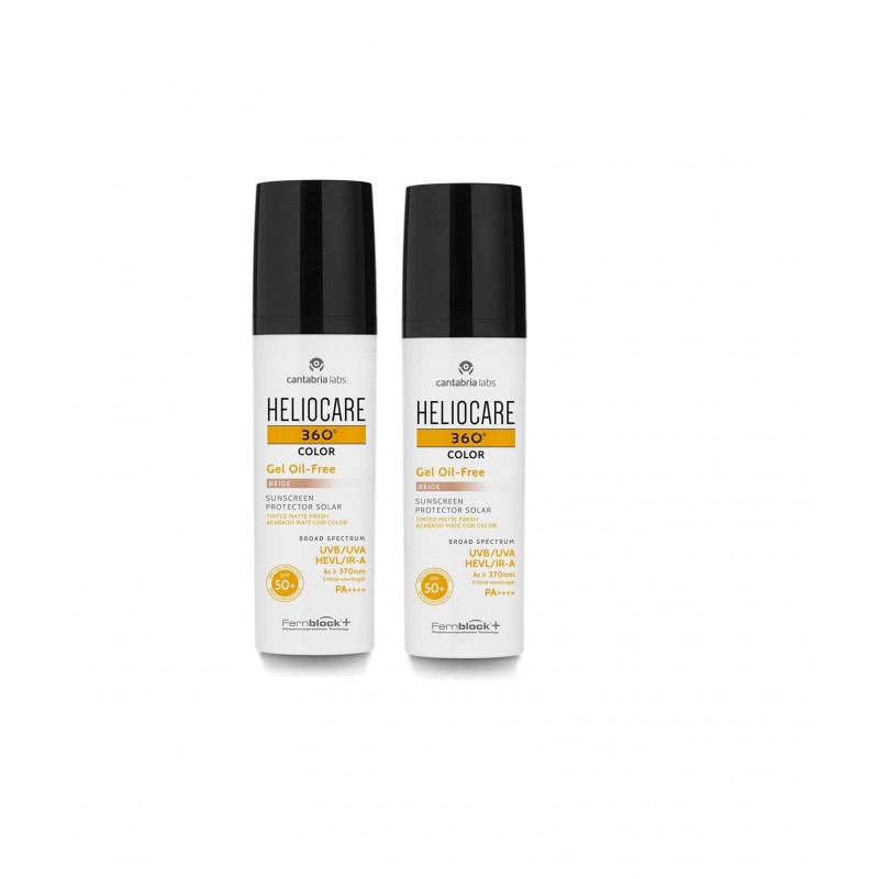 Heliocare 360ºspf 50+ color gel oil-free beige 50ml pack 2 unidades+regalo endocare-c 7 ampollas-Farmacia Olmos