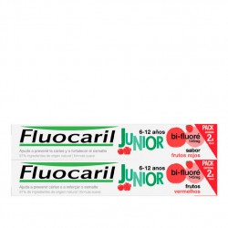 Fluocaril junior 6-12 años pasta frutos rojos 75ml duplo-Farmacia Olmos