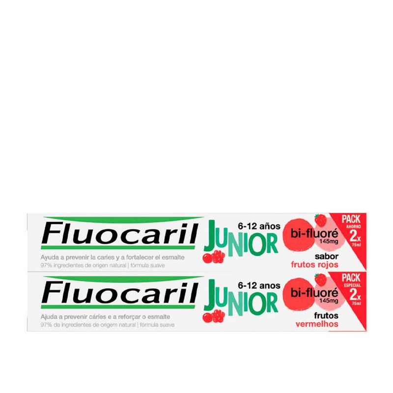 Fluocaril junior 6-12 años pasta frutos rojos 75ml duplo-Farmacia Olmos