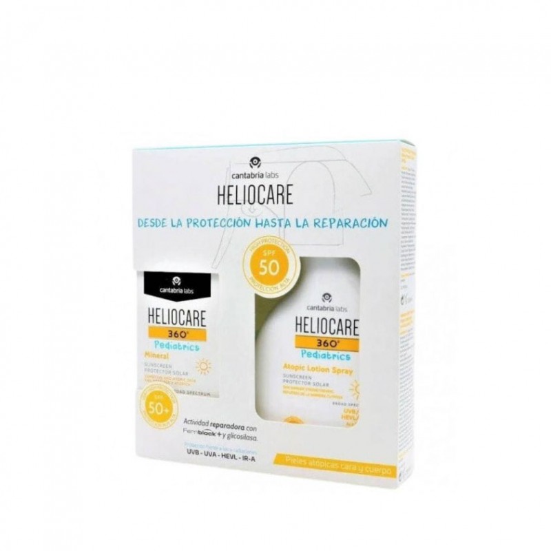 Heliocare 360º pediatrics pack mineral 50ml + atopic lotion spray 250ml-Farmacia Olmos