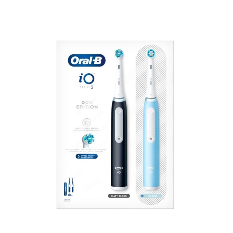 Oral-b cepillo dental electrico io3 duo matt ice color azul y negro-Farmacia Olmos