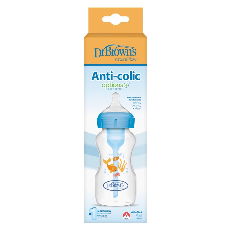 Dr brown´s biberon options + boca ancha 270ml azul