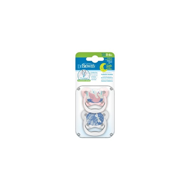 Dr brown´s chupete prevent nocturno 0-6m rosa 2 unidades - Farmacia Olmos