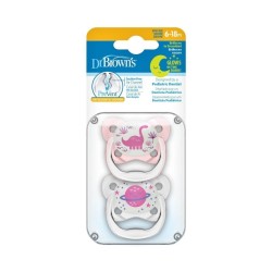 Dr brown´s chupete prevent nocturno 6-18m rosa 2unidades - Farmacia Olmos