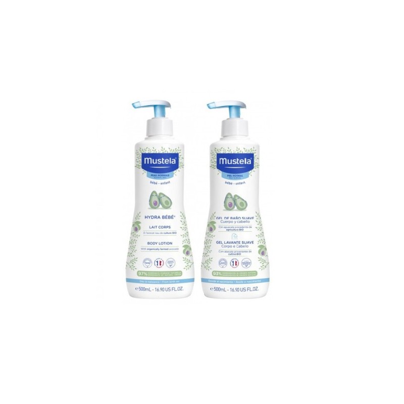Mustela pack babygel 500ml + hydrabebe 500ml - Farmacia Olmos