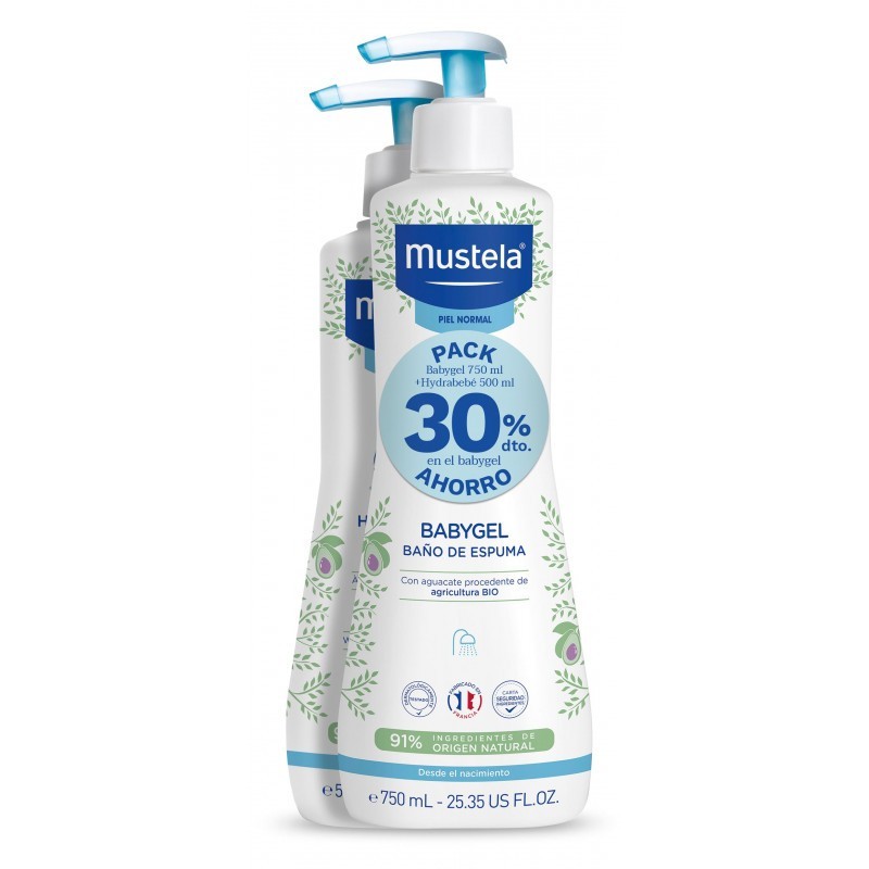 Comprar Mustela pack babygel 500ml + hydrabebe 500ml
