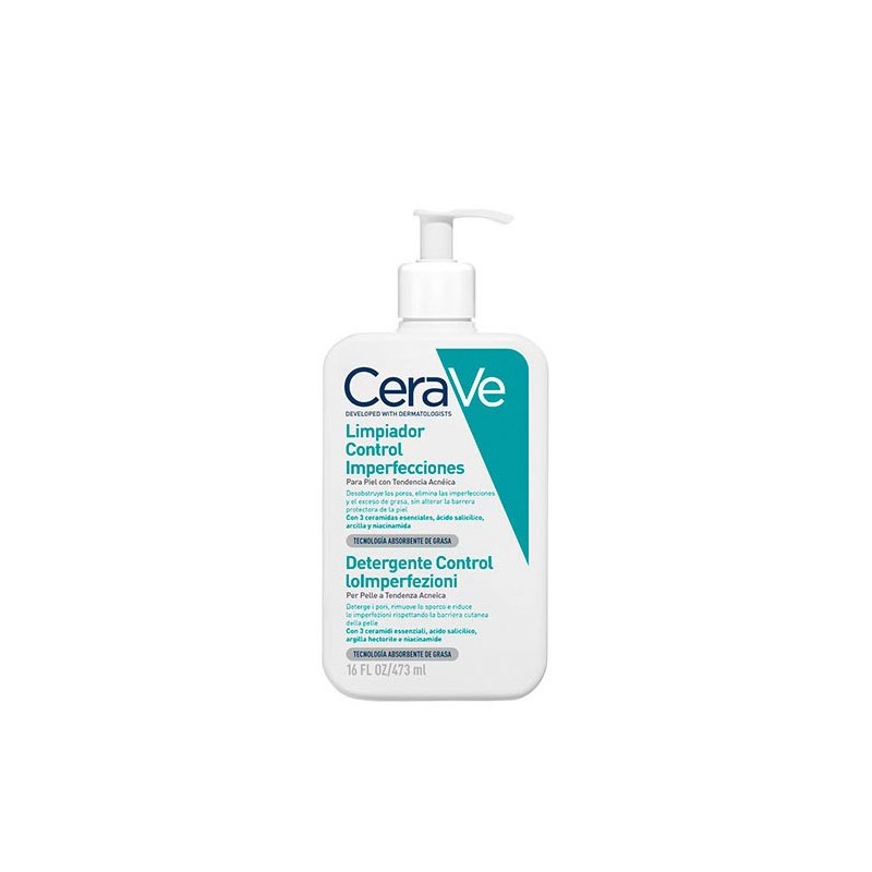 Cerave limpiador control imperfecciones piel tendencia acneica 473ml-Farmacia Olmos