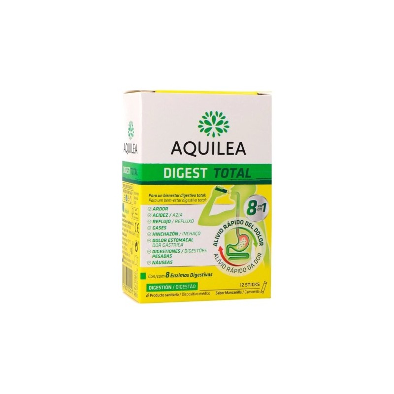 Aquilea digest total 12 sticks sabor manzanilla - Farmacia olmos