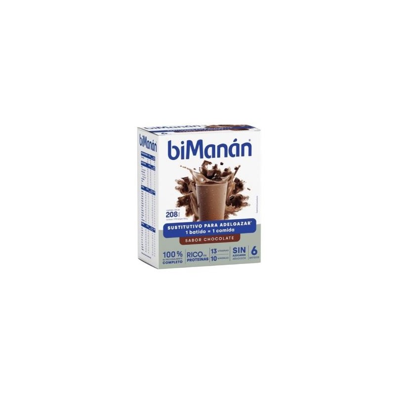 Bimanan be slim batido chocolate 6 sobres-Farmacia Olmos