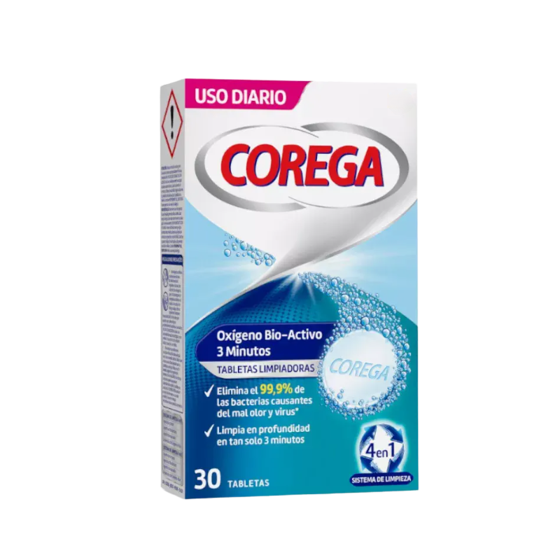 Corega oxigeno bio-activo limpieza 30 tabletas - Farmacia Olmos