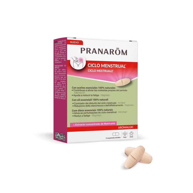 Pranarom aromalgic ciclo menstrual 15 comprimidos - Farmacia Olmos