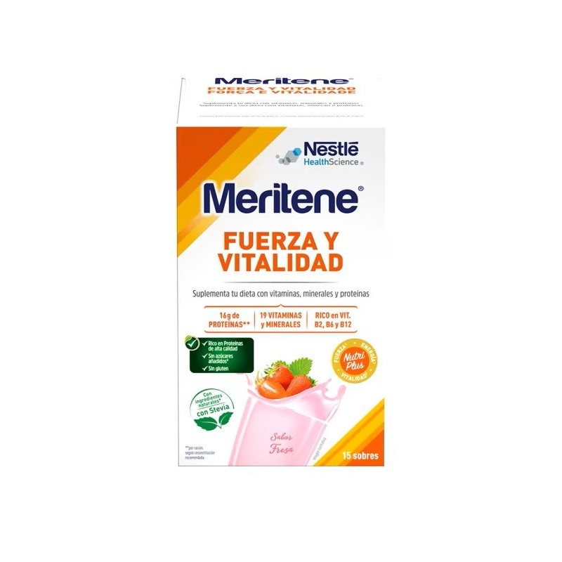 Meritene batido fresa 15 sobres-Farmacia Olmos