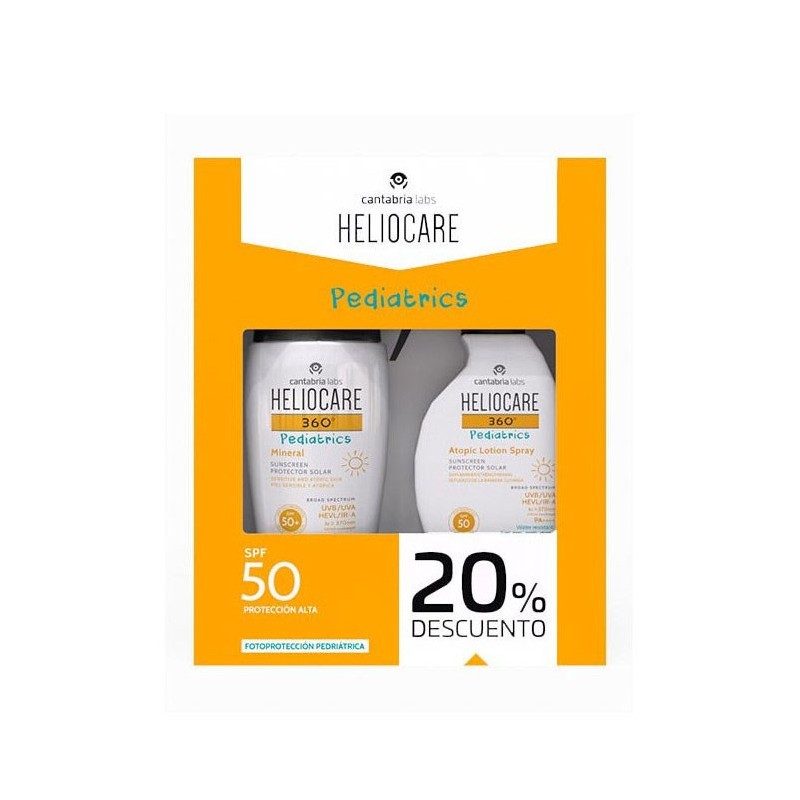 Heliocare 360º pediatrics pack mineral 50ml + atopic lotion spray 250ml-Farmacia Olmos