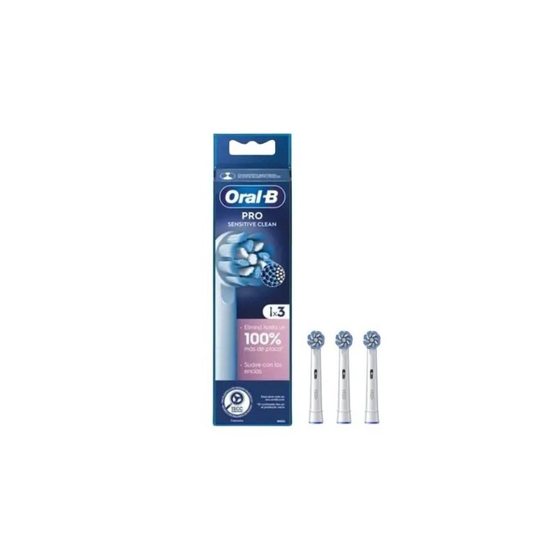 Oral b recambio cepillo dental electrico sensitive clean 3 unidades-Farmacia Olmos