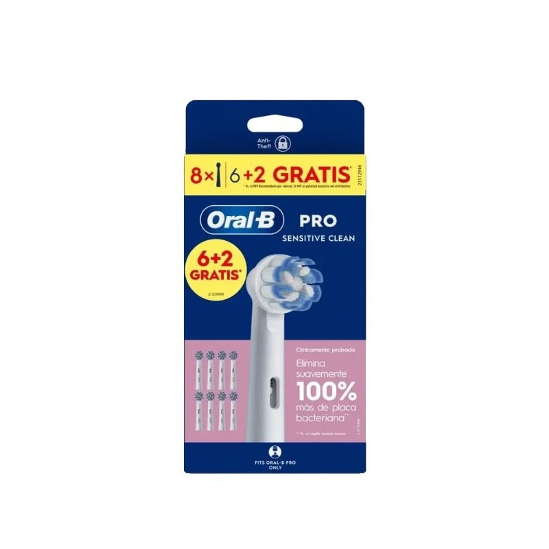 Oral b recambio cepillo dental electrico sensitive clean 6 + 2 unidades-Farmacia Olmos